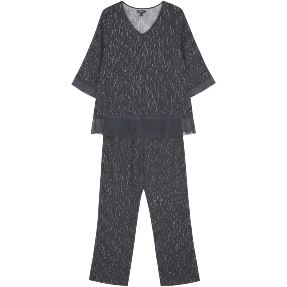 Simply Vera Vera Wang Women XXL Pajama Set Navy Blue Dotted V-Neck Top Pants 2pc